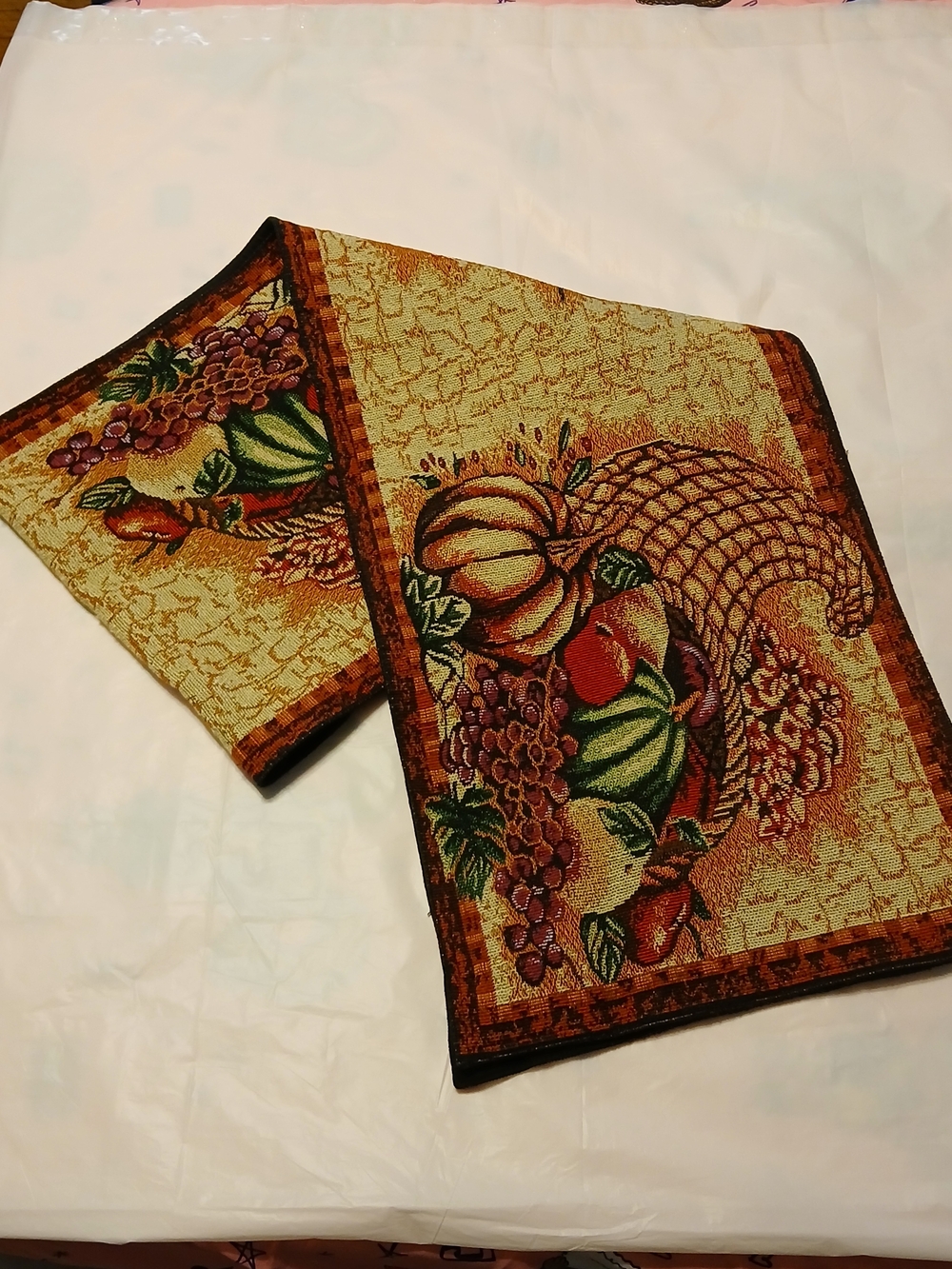 Cornucopia Printed Kitchen Runner - Gold and Brown